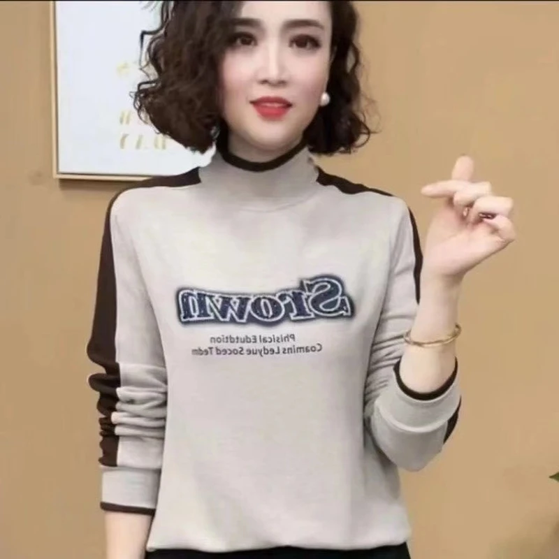 2025秋冬德绒烫钻新款气质打底双面绒长袖洋气保暖高领上衣