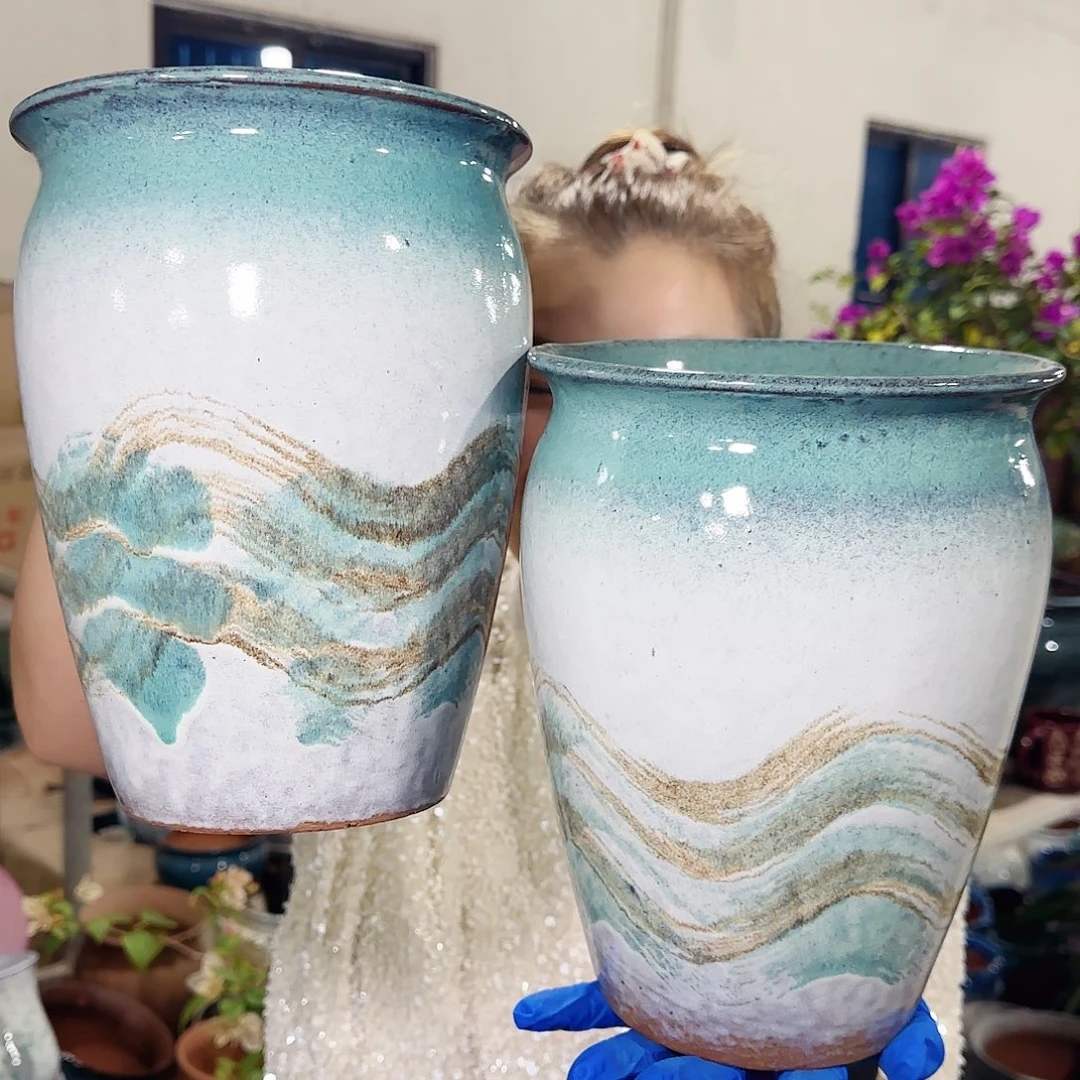 紫砂花盆高24口17。微瑕