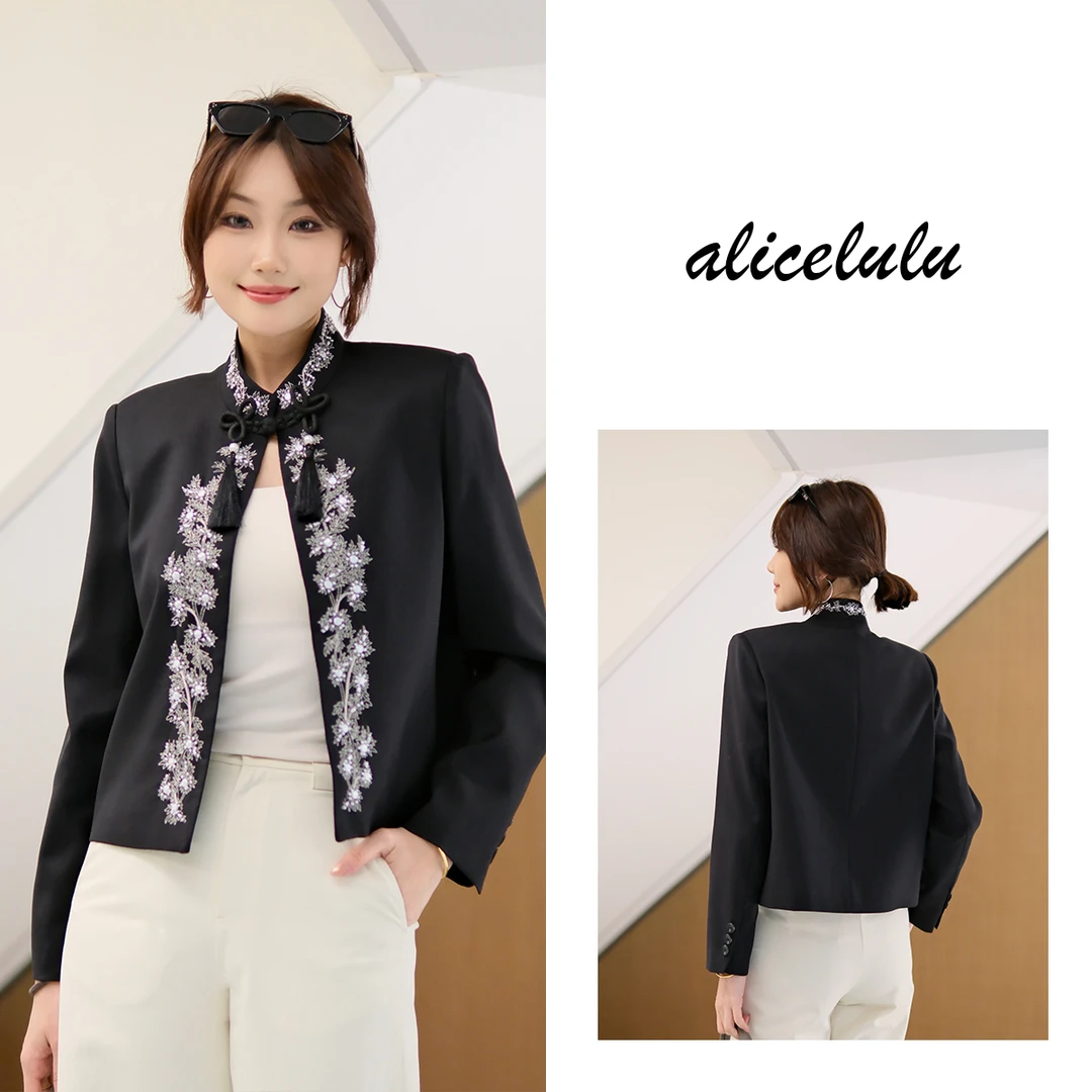 alicelulu 新中式重工刺绣钉珠盘扣外套时髦又帅气 810843Y