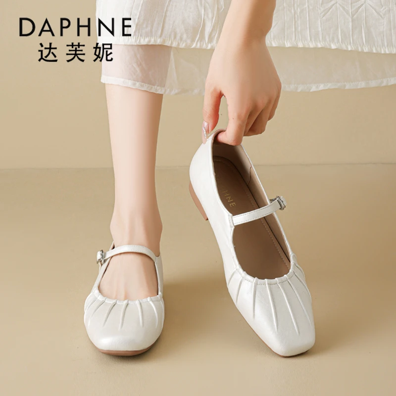 达芙妮平底玛丽珍鞋女鞋2025新款夏季小皮鞋百搭法式软底芭蕾单鞋