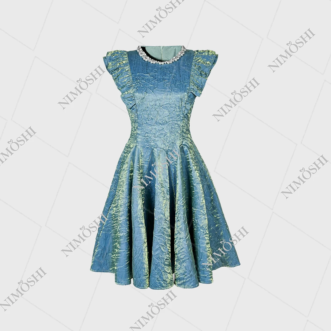 【莘子专属】气质公主蓝色轻奢时尚女士夏季无袖优雅修身裙子