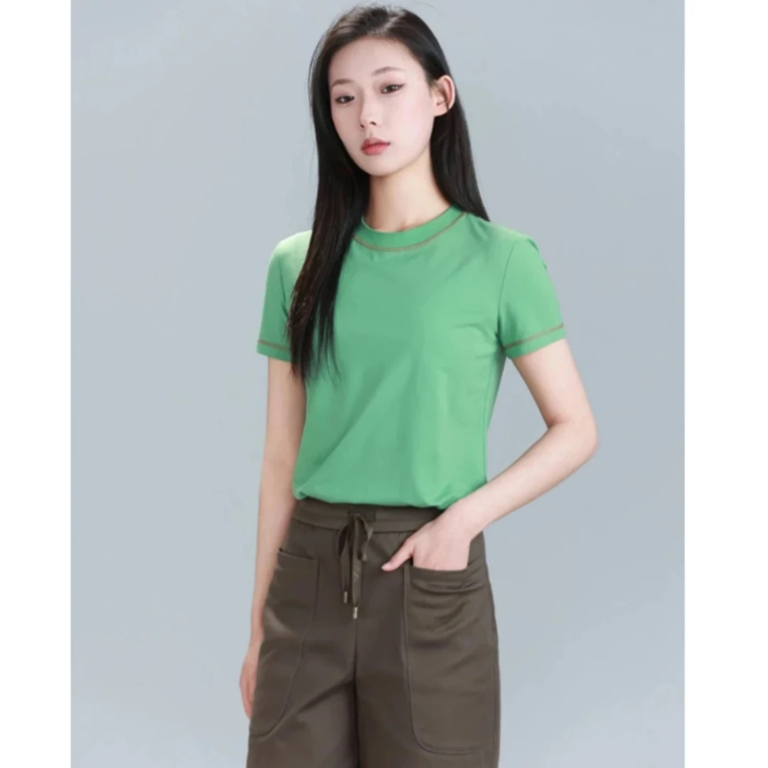 AMASS/阿玛施夏季新款休闲简约素面百搭基础款短袖圆领T恤5301025