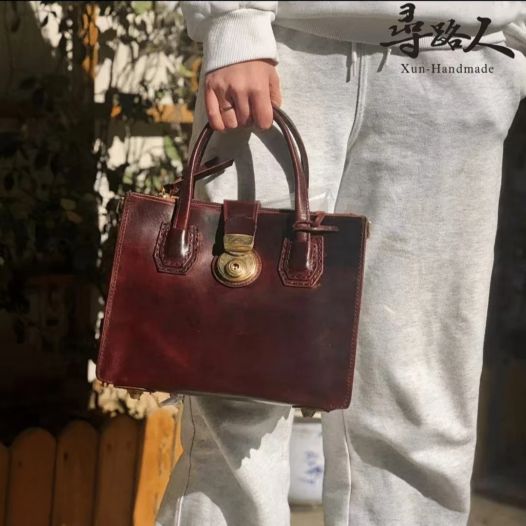 寻路人【20周年庆】【微瑕】质感单肩真皮女士重工风琴包