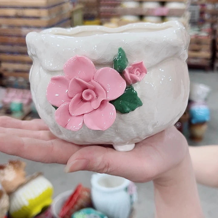 有孔.凑单10元陶瓷花盆发货！