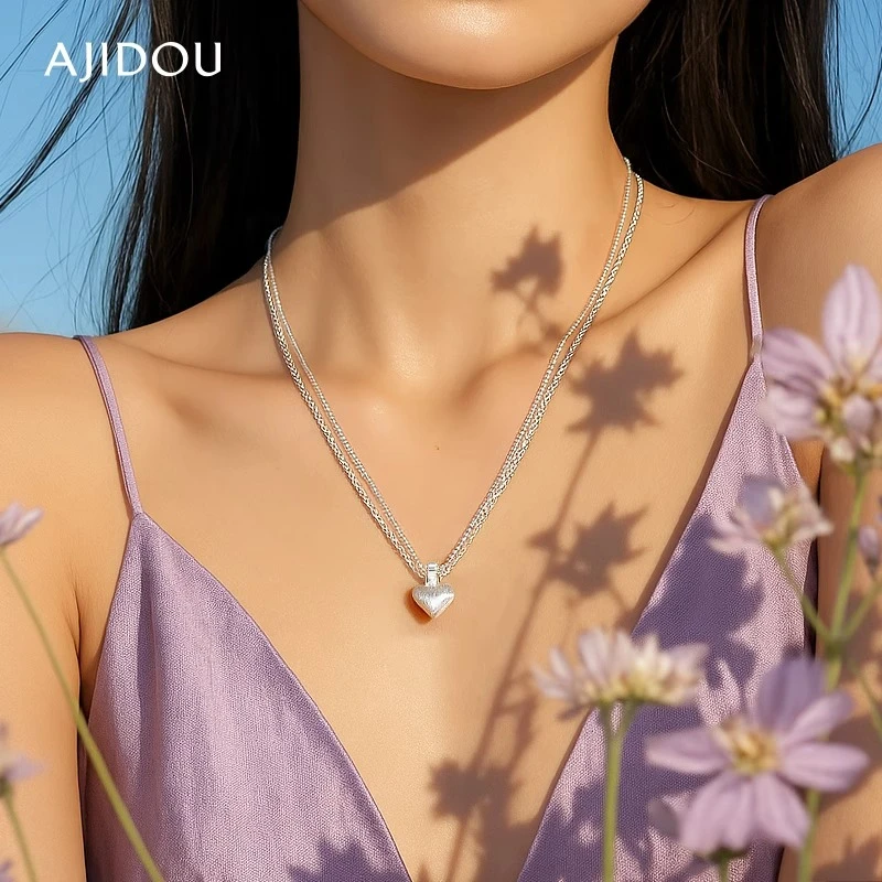 合金吊坠 .AJIDOU阿吉豆时尚叠戴爱心个性吊坠精致轻奢氛围感配饰