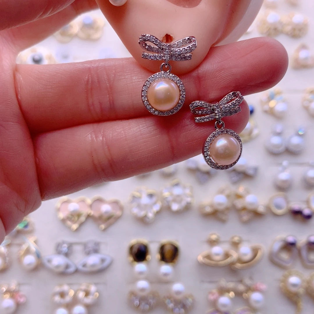 合金淡水珍珠耳饰