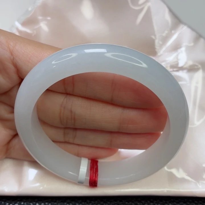 未镶嵌手镯翡翠老坑57圈纯白起胶白月光006