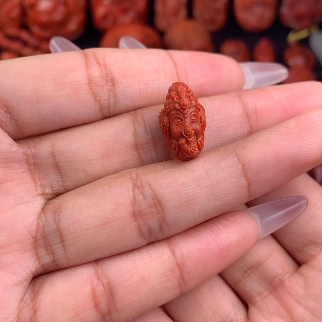 南红玛瑙精工雕刻象神三通10+未镶嵌