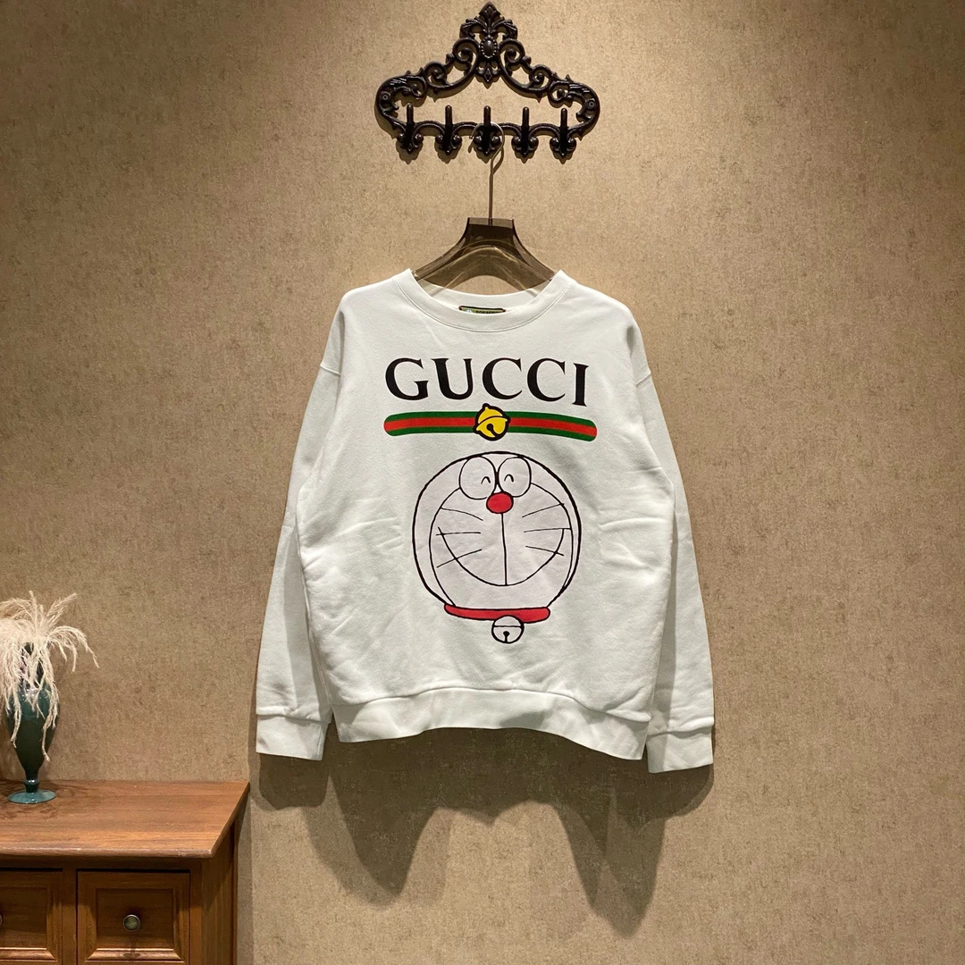95新 GUCCI/古驰 Gucci 白色哆啦A梦字母logo卫衣/s码/39831