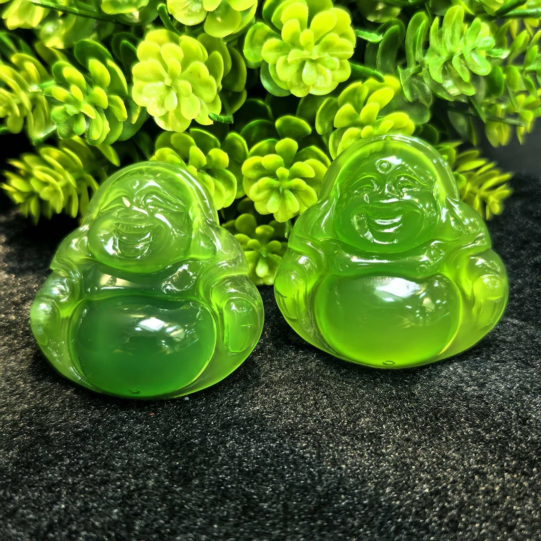 S8185【福嘟嘟】通天玉宗绿玛瑙佛公吊坠-送配珠链-多样性只发一件