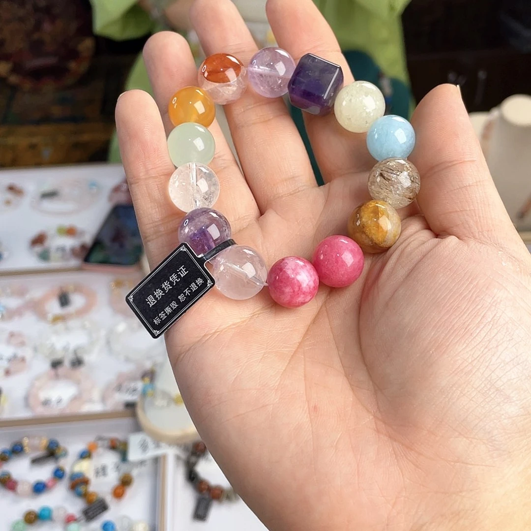 水晶手链银S925镀金镶嵌