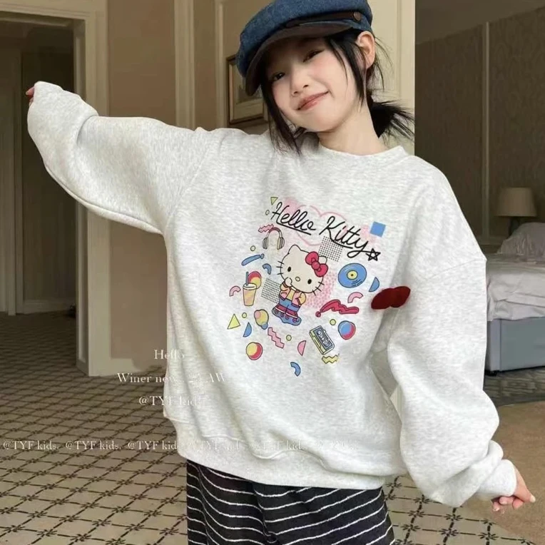 7306童装KT猫加绒卫衣