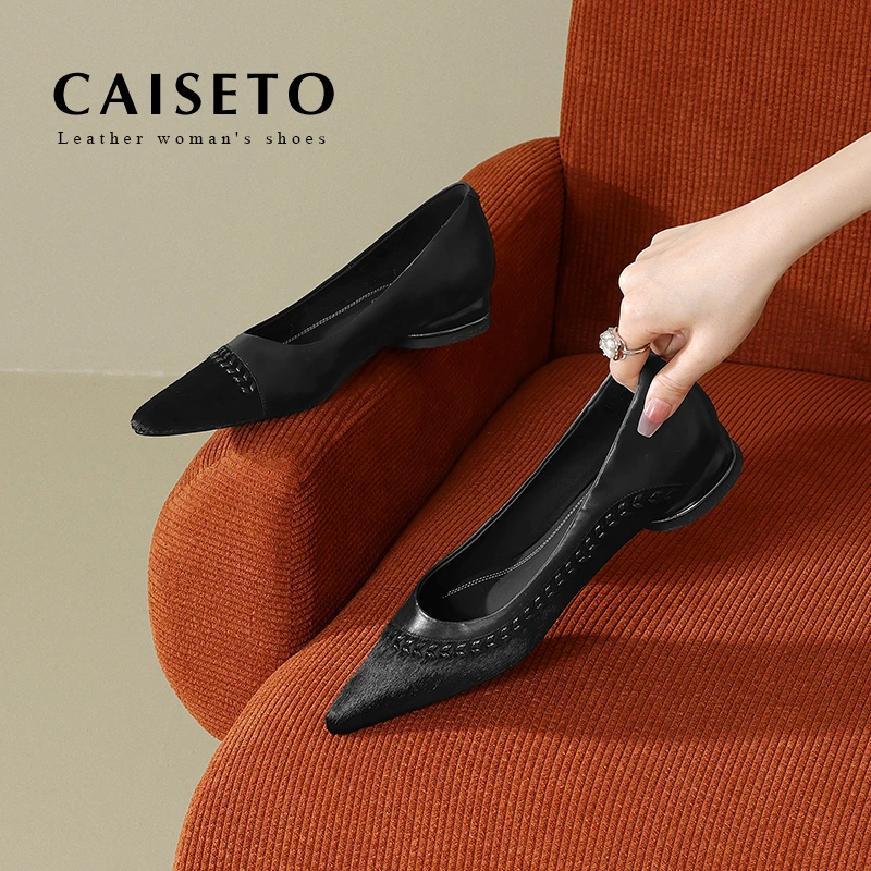 【黑色】马毛/2.5cm编织浅口软底低跟时尚百搭复古平底鞋5D663