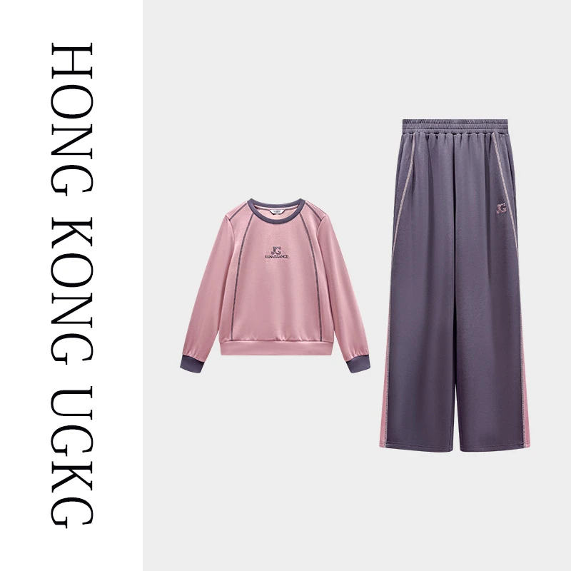 香港UGKG 春秋运动服套装女2025新款宽松洋气妈妈卫衣休闲两件套