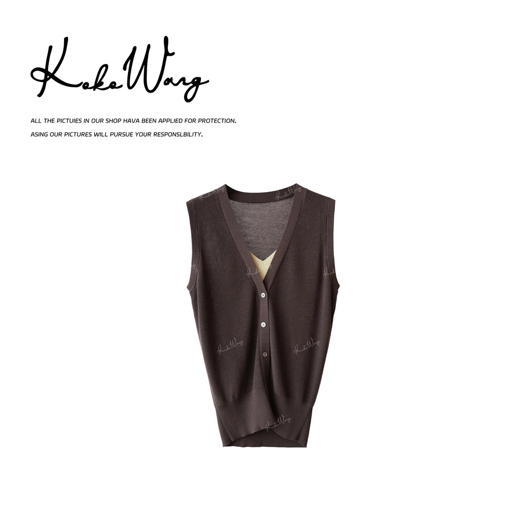 KOKO WANG秋冬高级感莱赛尔羊毛混纺百搭针织无袖马夹N2855H18W42