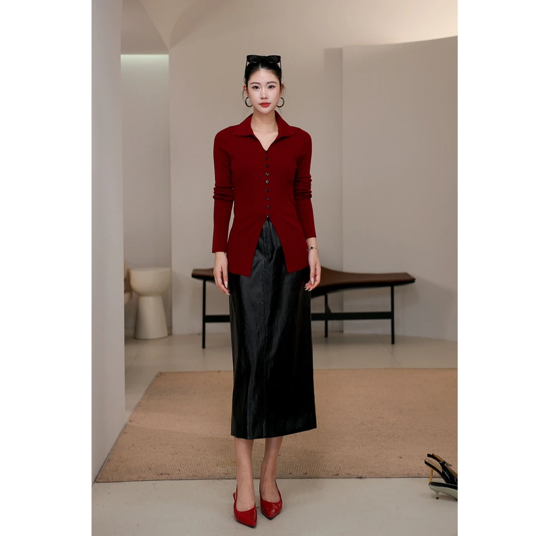 LYNEE  绵羊毛翻领开衩上衣  LGD2FAK071