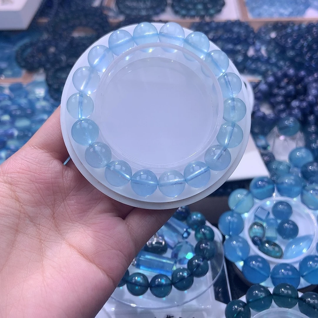 未镶嵌手串水晶初****店10mm海蓝宝340元