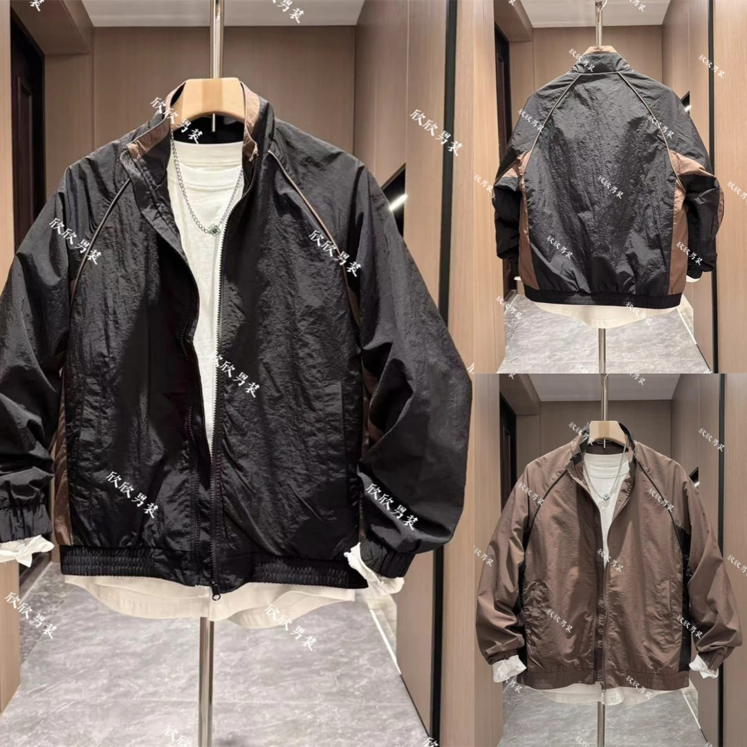 潮牌拼接时尚百搭简约痞帅男士休闲外套