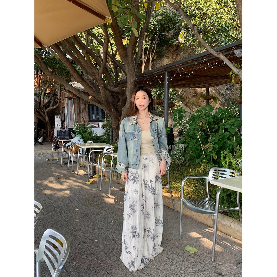 FORNI × YOYO 水墨丹青 2024新品气质港风牛仔外套时尚宽松拼接款