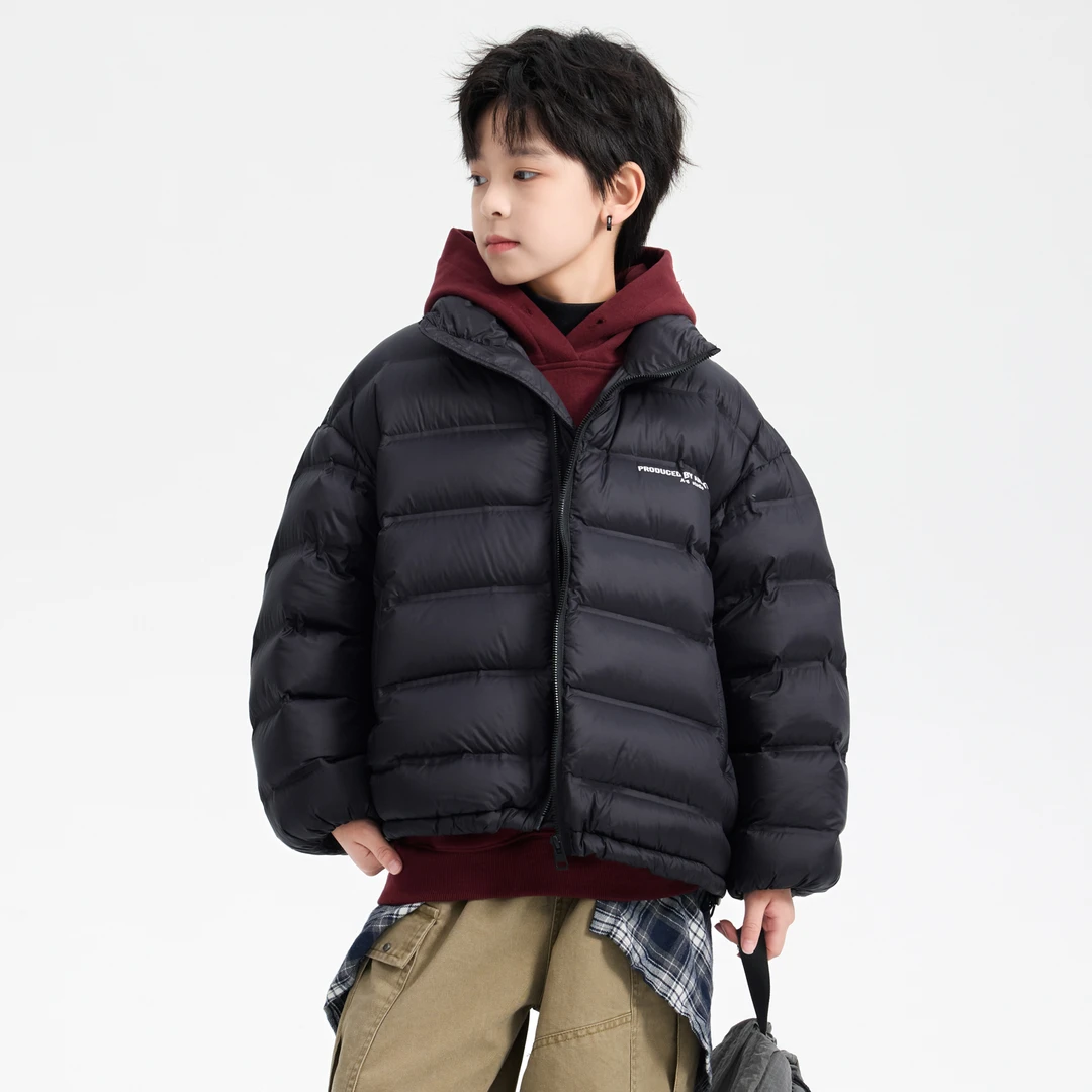 【90安心绒】男童冬季户外短款羽绒服2025款儿童免洗防寒外套潮6333