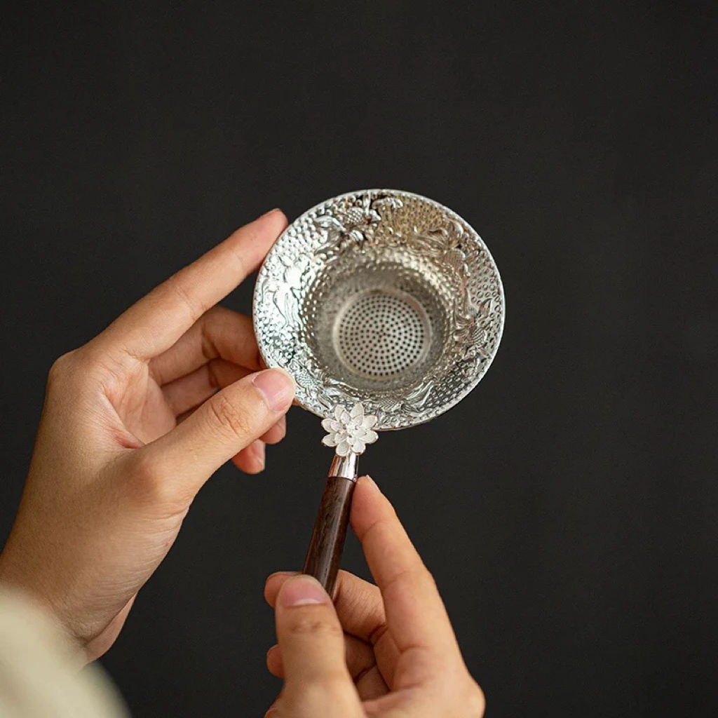 优质茶具组件莲花银滤网b539精致典雅高品质实用居家好物