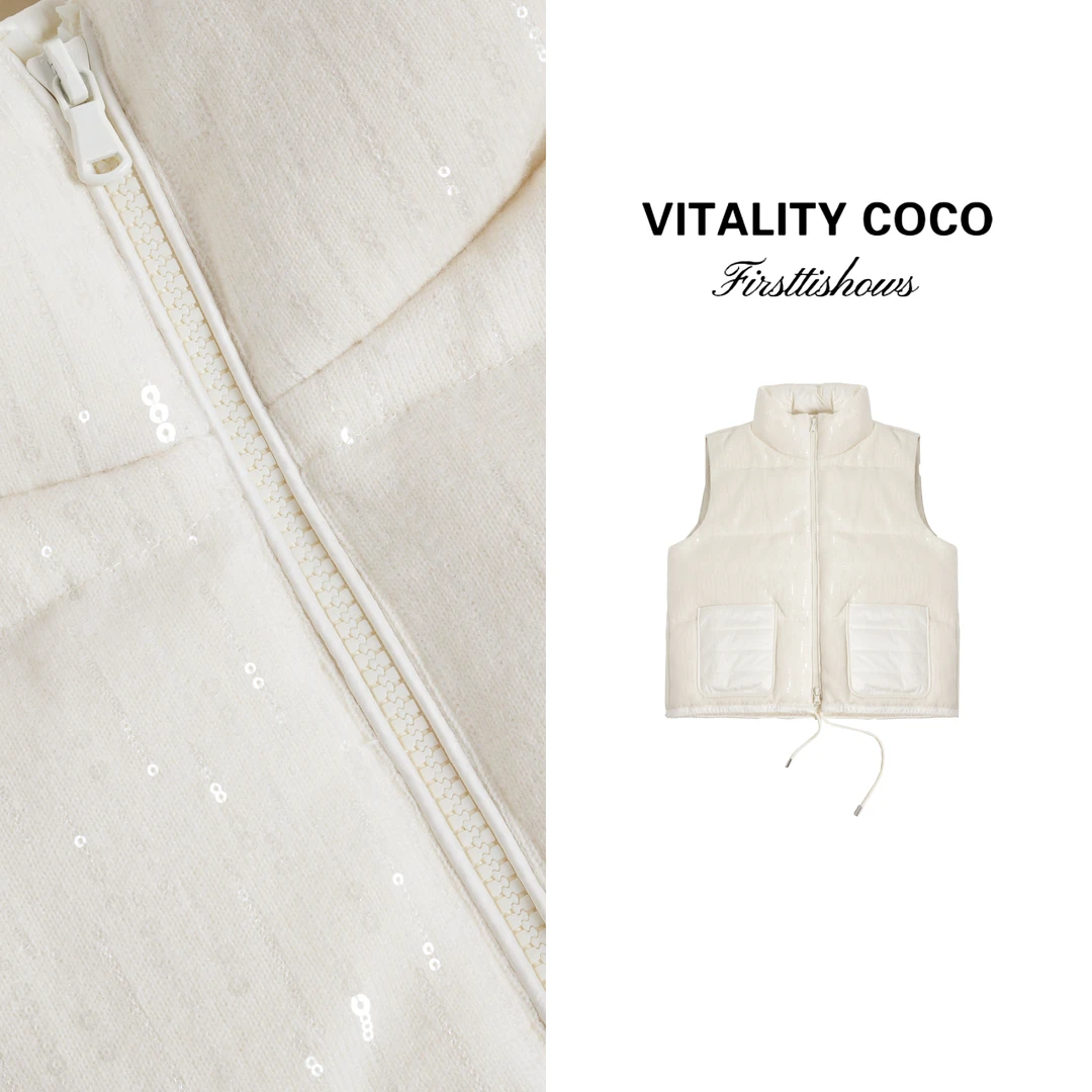 VITALITY COCO·BC系列秋冬上新亮片重工女士羽绒马甲-2492