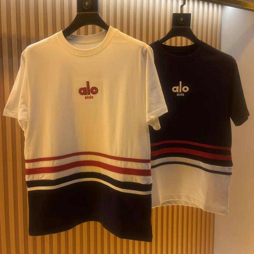 2025年夏季新款休闲时尚撞色拼接T恤阿喽