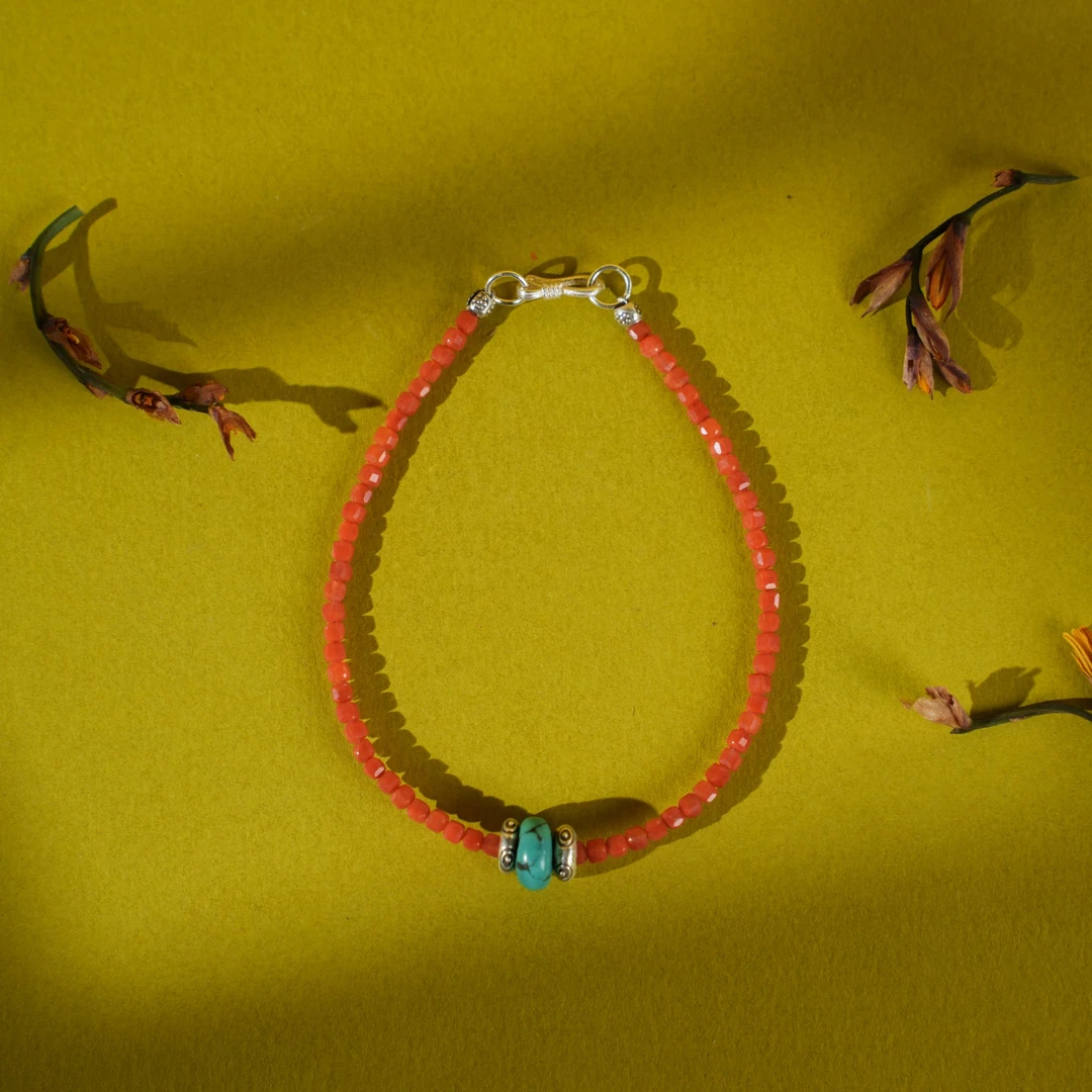 925银手链 【绯樱】幻渺原创设计 | 简约中式传统红色情侣手链宽2mm