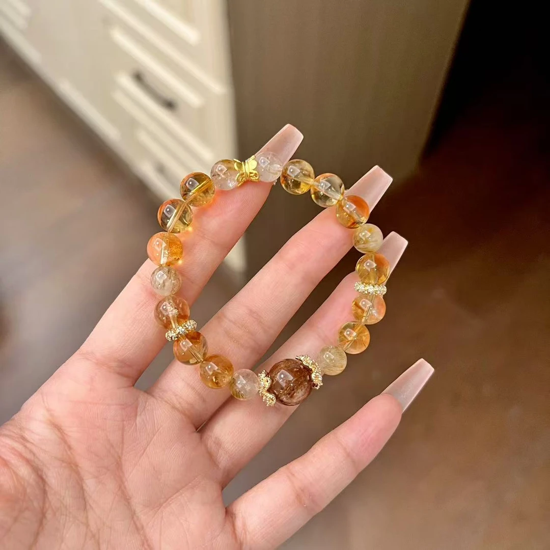 “许愿池”招米·守米·聚米·黄水晶黑金超七天然水晶手串