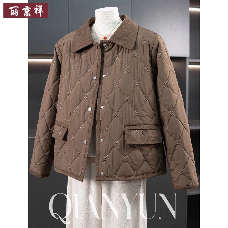 气质妈妈装冬季时尚短款棉服新款中老年人女冬装翻领保暖棉衣外套