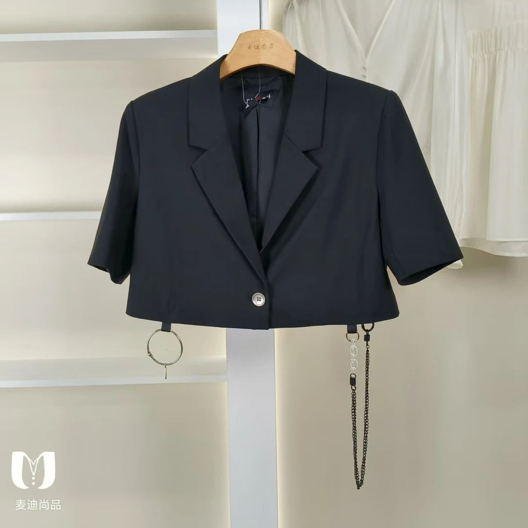 麦迪尚品【菀C】50621192 夏季简约气质通勤西服短外套品牌撤柜女装
