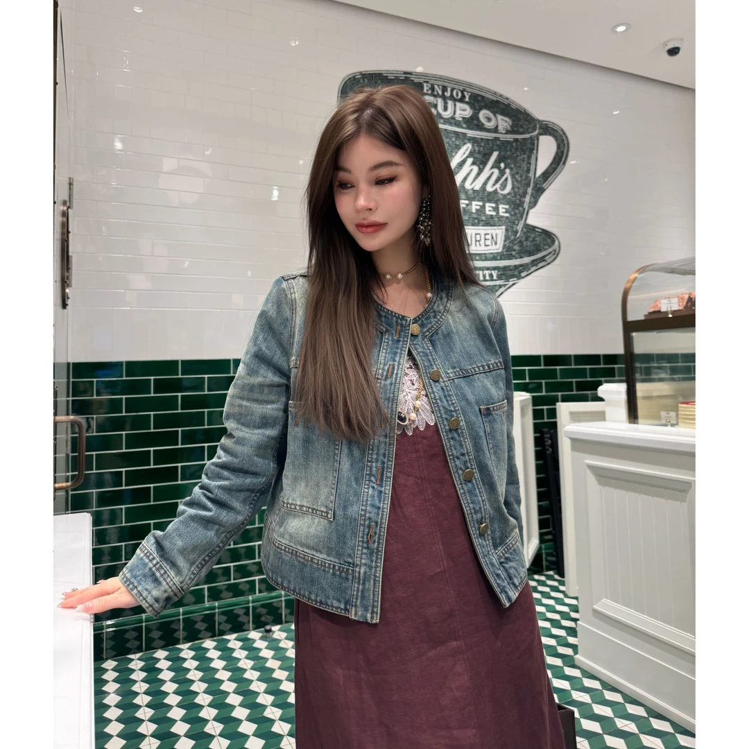 郭甜心【美式复古】25早春新款小众设计感元气百搭牛仔外套C-02009