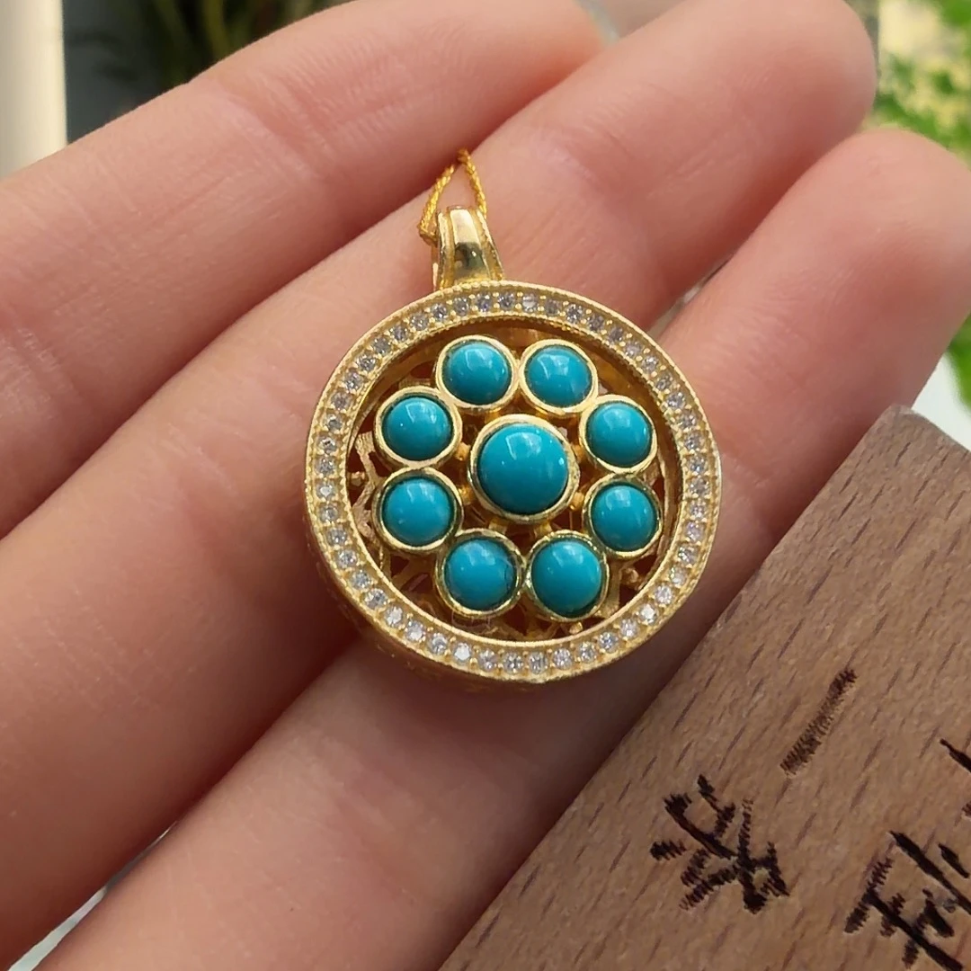 绿松石银S925镶嵌颈饰