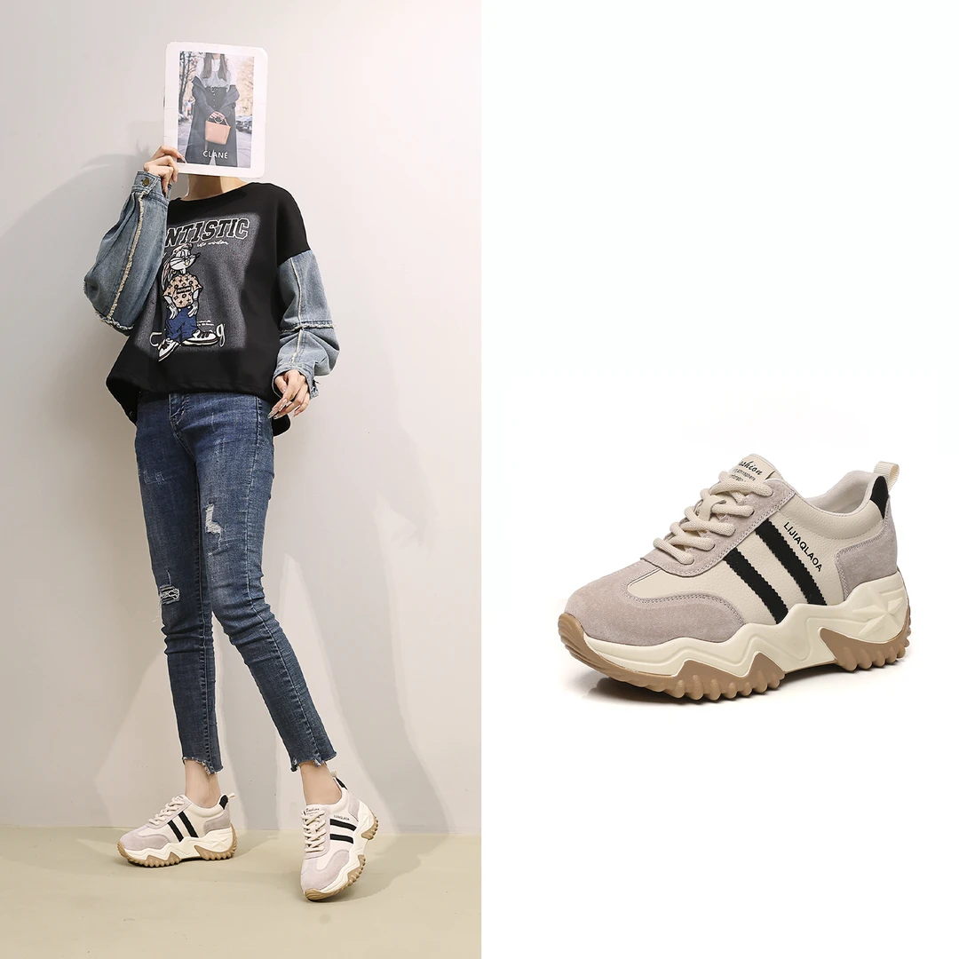 增高7cm小个子阿甘鞋女2025年秋季新款小众设计感休闲运动厚底