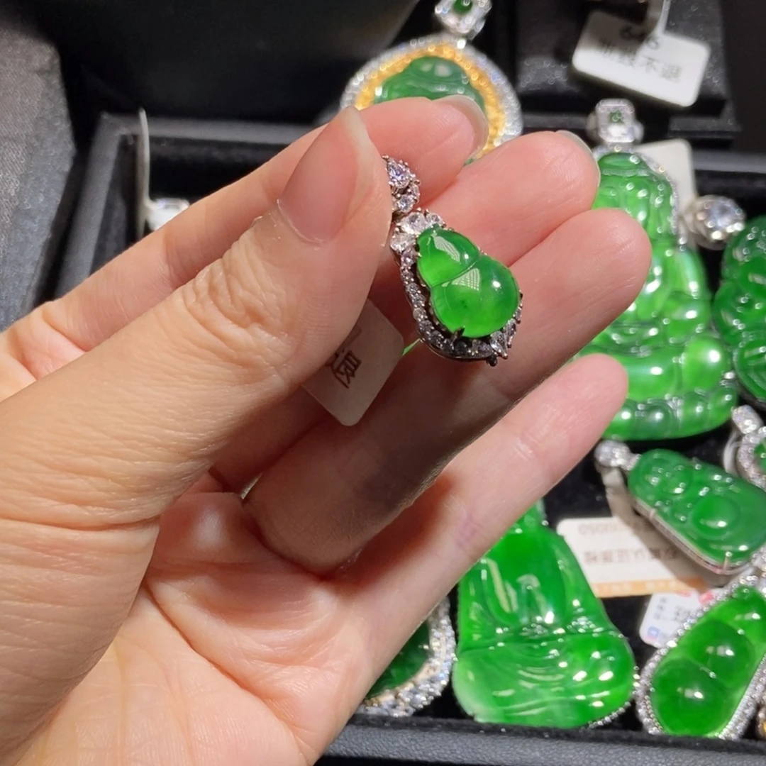 翡翠银S925镶嵌吊坠(不含链)