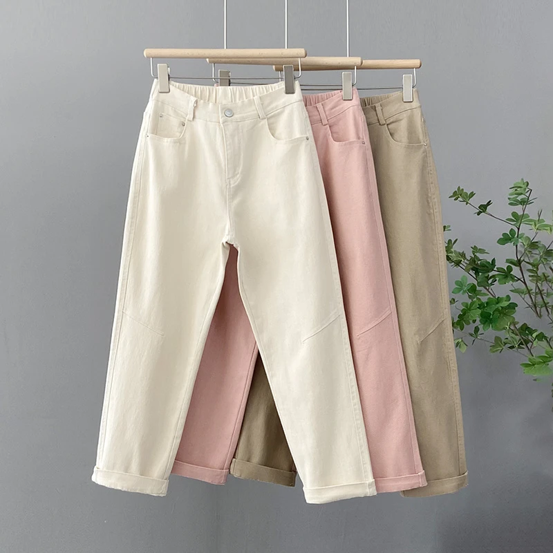 法棍裤女2025春季新款高腰显瘦宽松百搭大码直筒裤休闲烟管裤