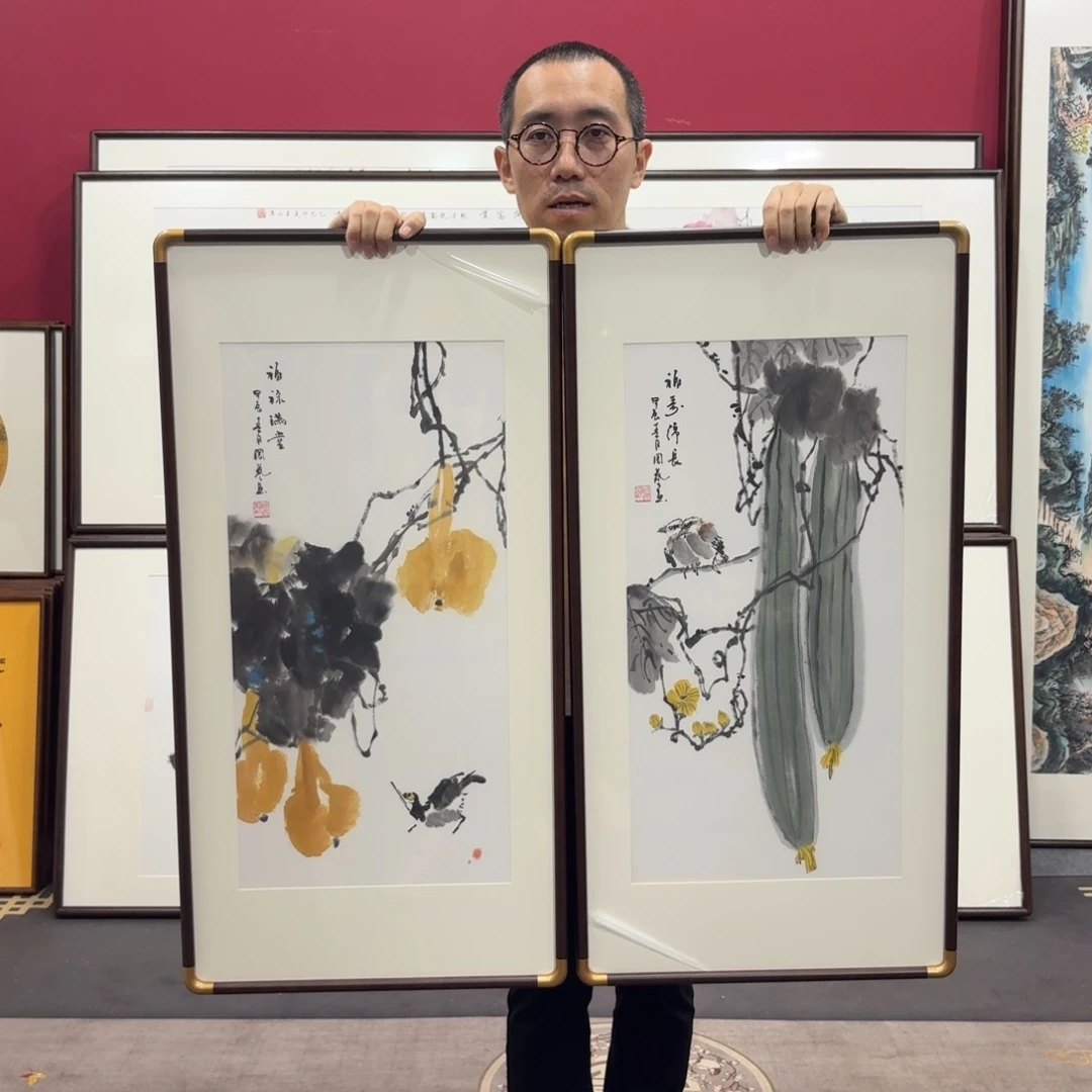 国画带框90/45尺寸一对