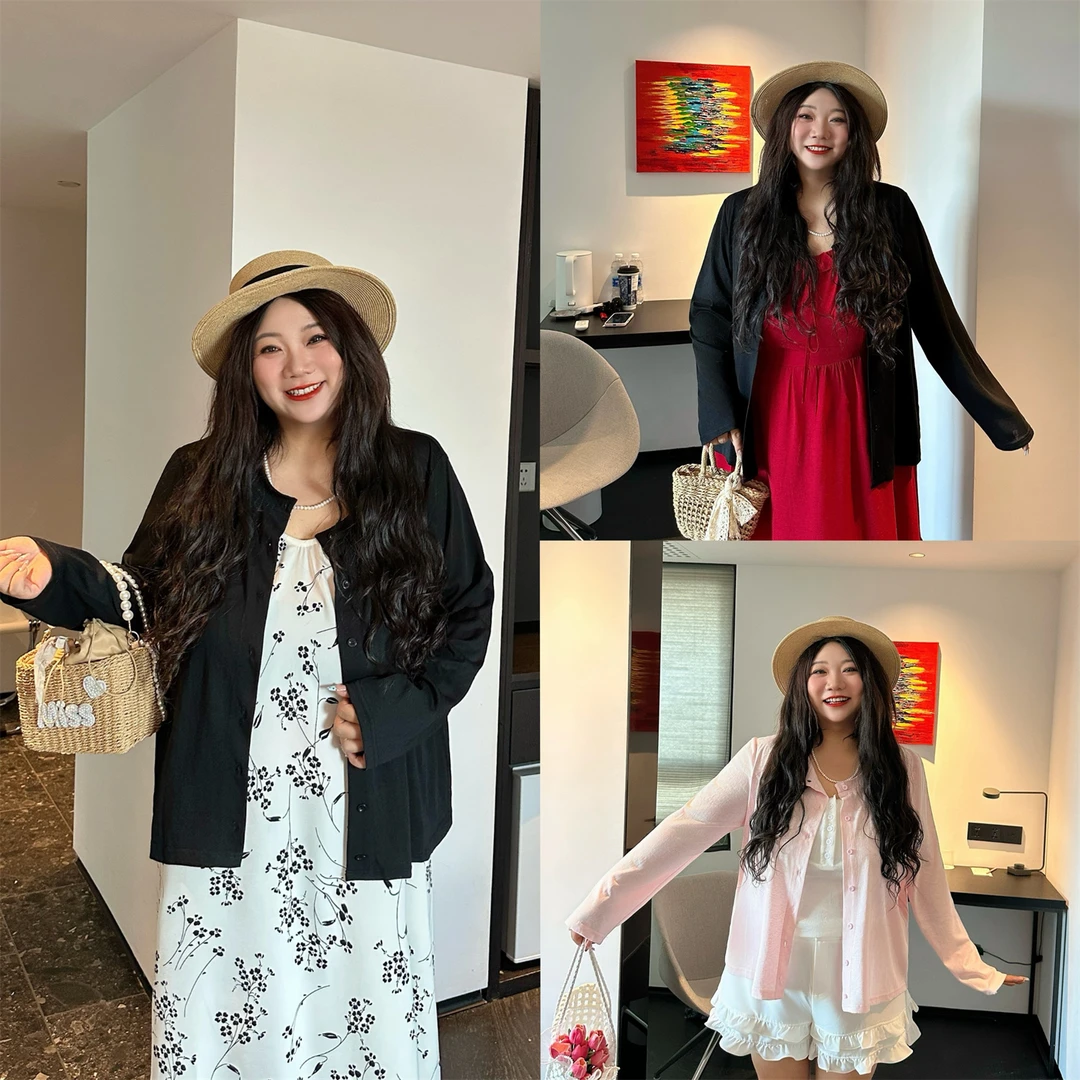 济州慢车/ 凉感莱赛尔雪花棉清空调衫15220花契大码200斤胖mm简约