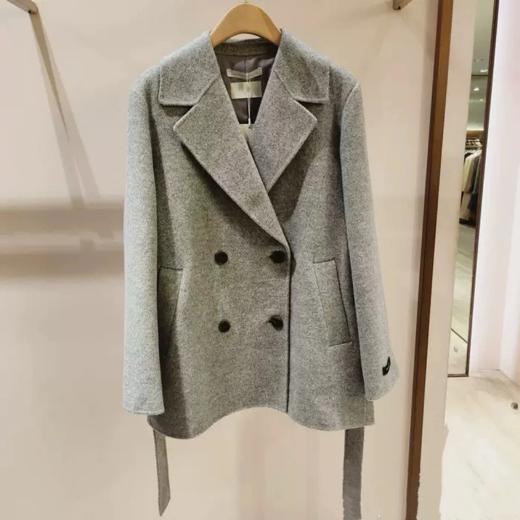 Lin*气质双面毛呢大衣短款时尚女外套