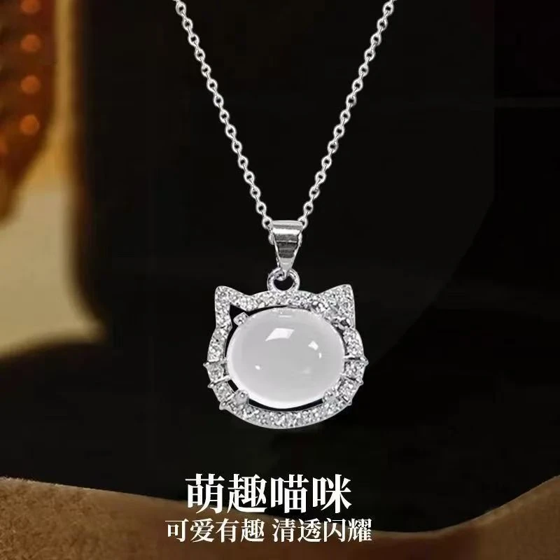 坠链均足银 纯银999猫咪足银项链时尚百搭闺蜜节日生日礼物送女友
