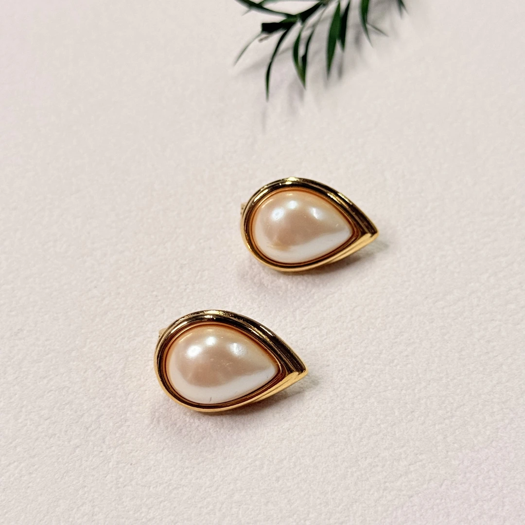 铜合金仿珍珠耳饰 【六六中古】孤品复古耳夹ty0809