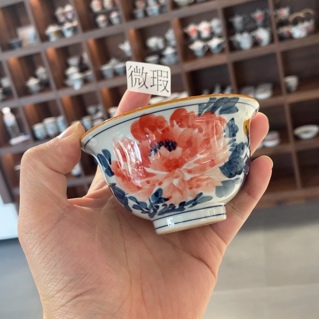 釉下手绘茶具微瑕