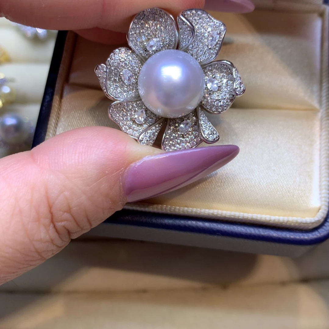 银S925镶嵌戒指海水珍珠