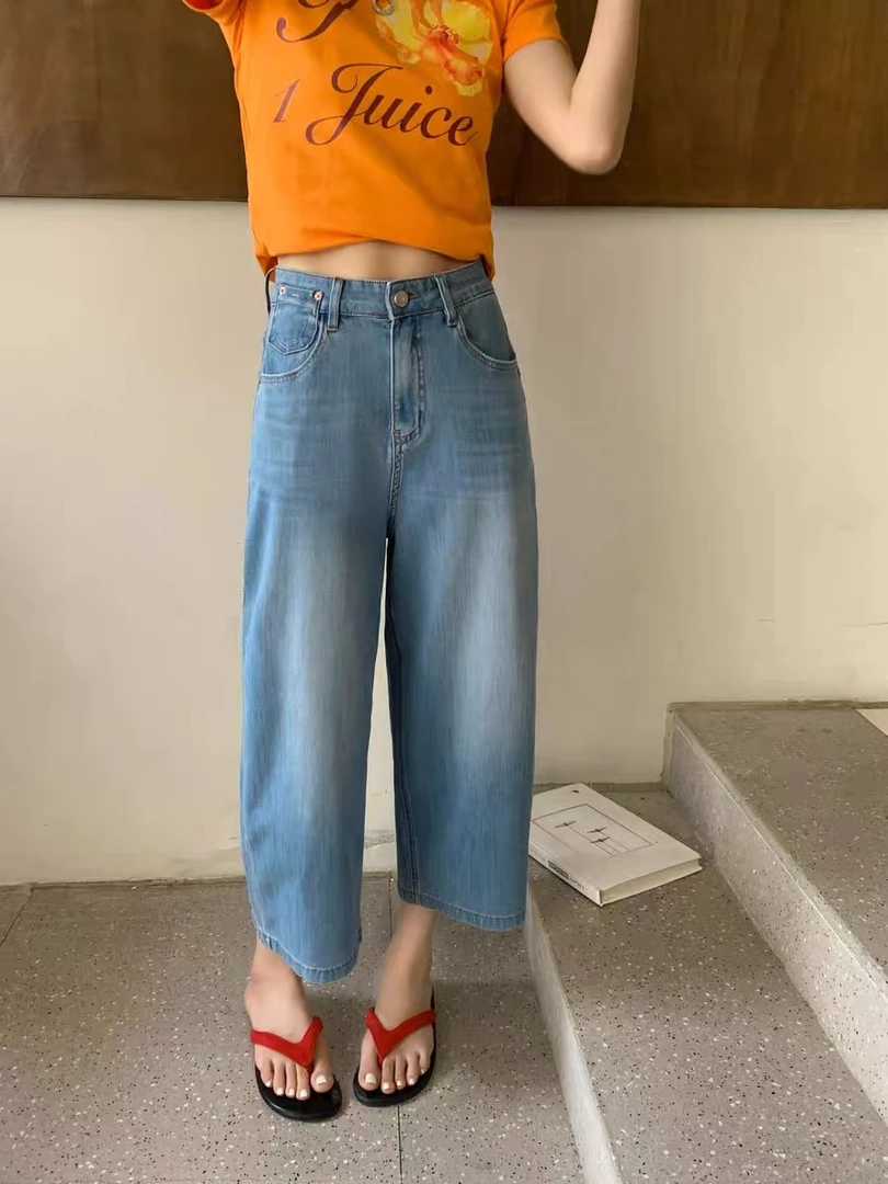 【80566】MMXUER 夏款 四面弹 八分直筒阔腿裤 舒适软牛仔