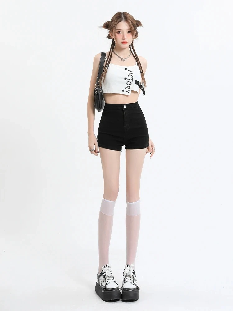 黑色百搭高腰短裤女款爆款2025新款夏天显瘦辣妹a字包臀外穿热裤