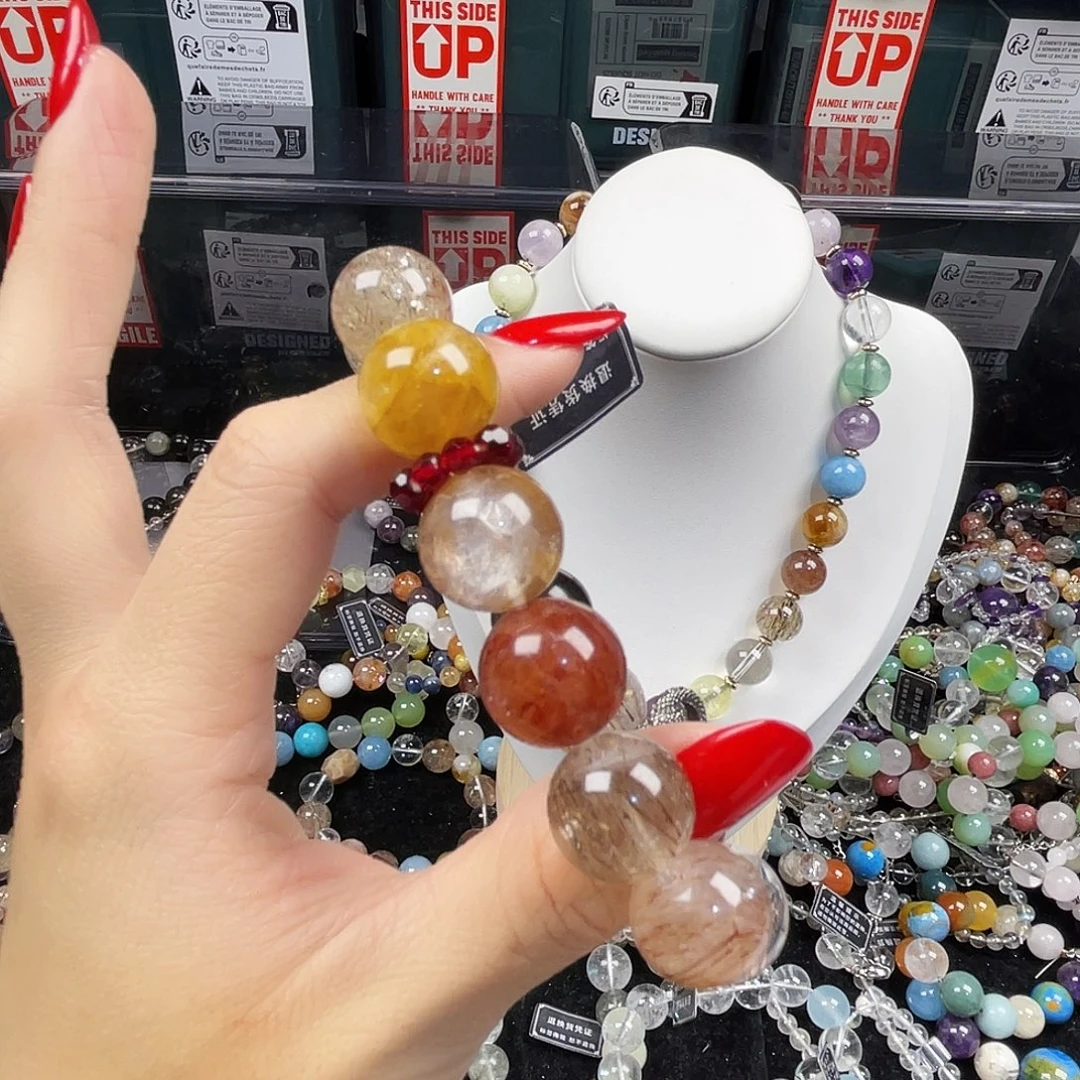 银S925镶嵌手链烟晶