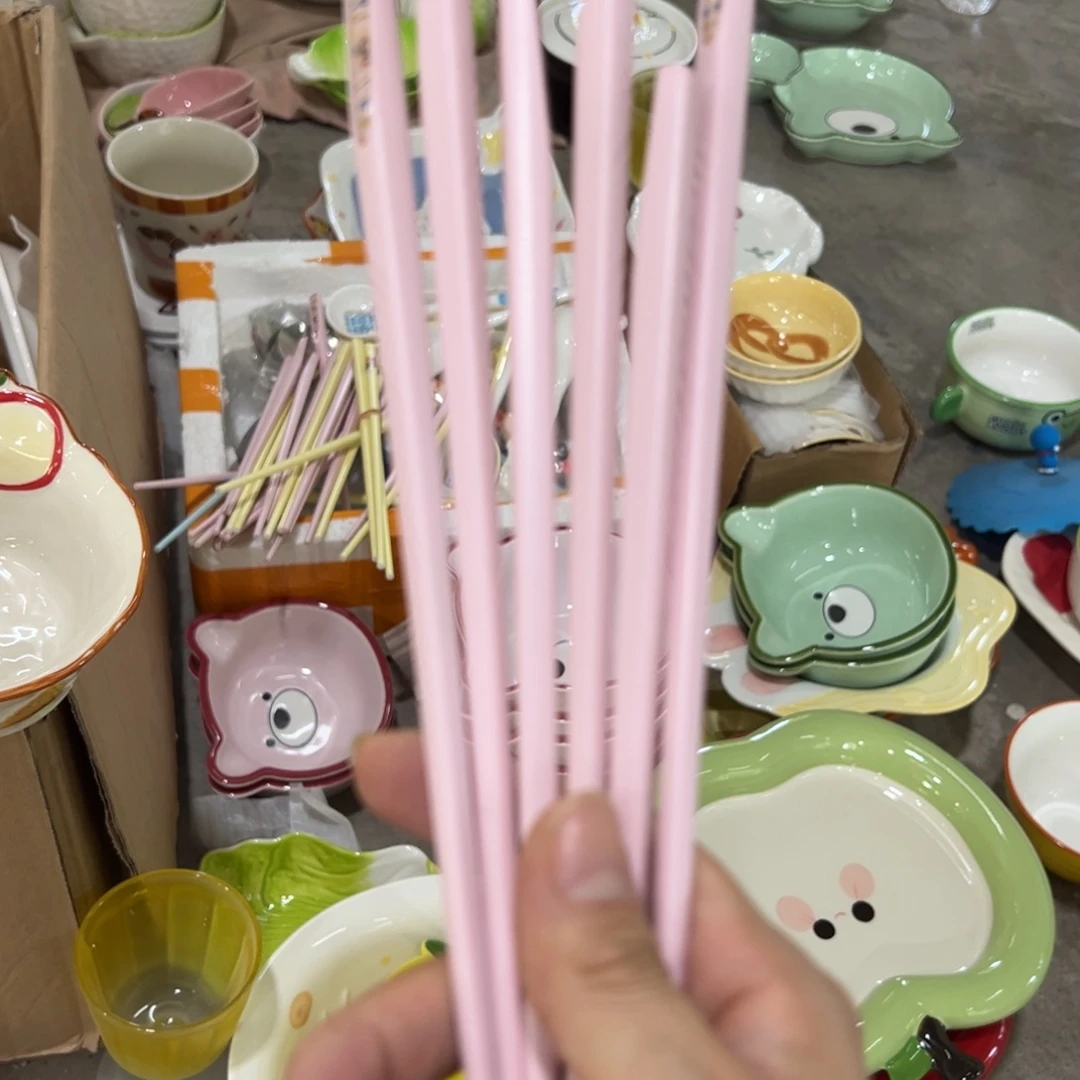 摆件高温陶瓷釉下彩微瑕！4双