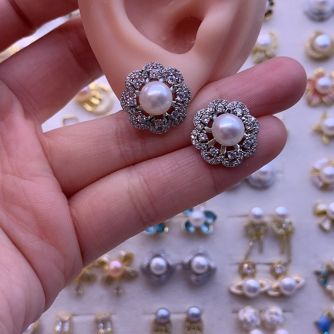 淡水珍珠耳饰合金