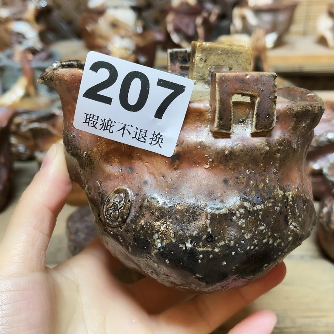 杯老*柴烧粗陶手捏宝瓶微瑕