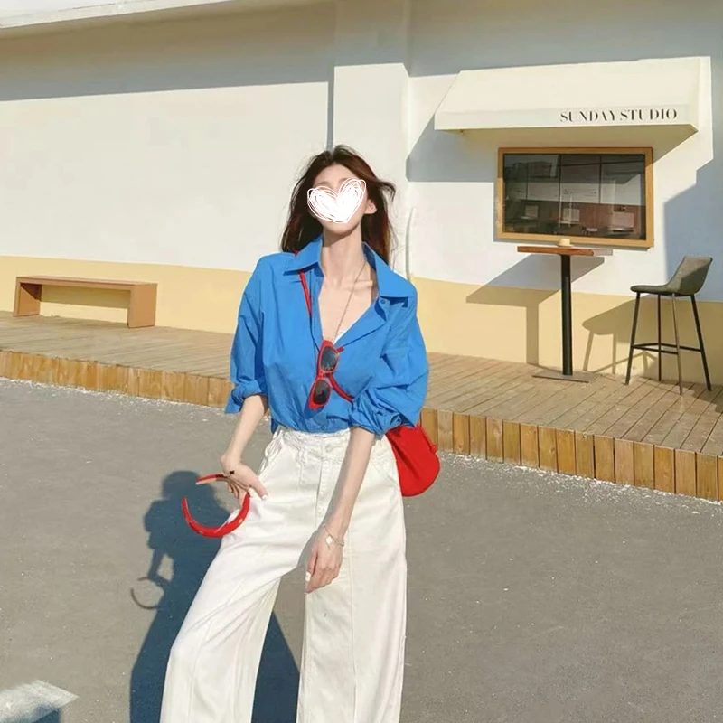 2177【拍立得】韩系气质高级感显白防晒衬衫女春夏简约百搭衬衣